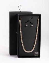 Diamond Simulant Gold Baguette Earrings & Necklace - link has visual effect only