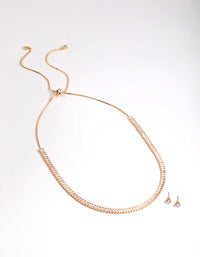 Diamond Simulant Gold Baguette Earrings & Necklace - link has visual effect only