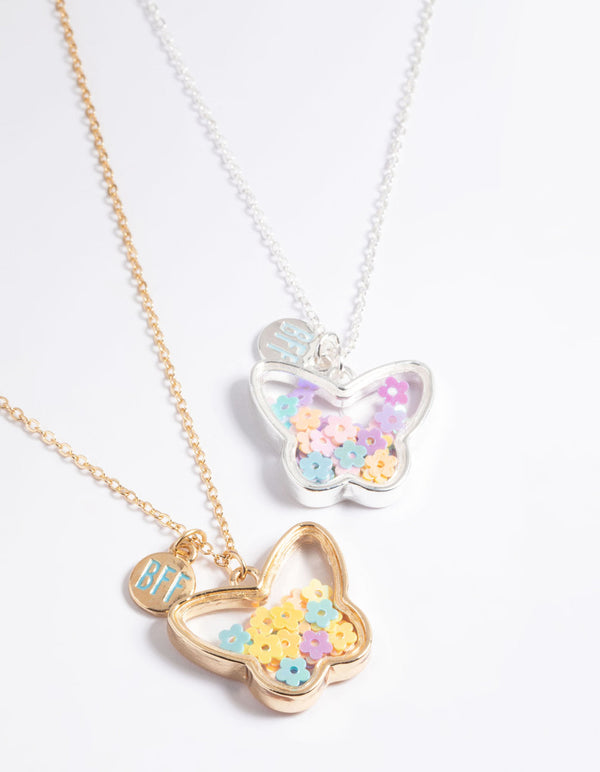 Mixed Butterfly BFF Shaker Necklace Pack