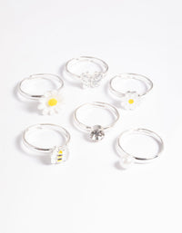 Kids Silver Daisy Ring 6-Pack - link has visual effect only
