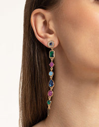 Gold Long Mixed Stone Drop Earrings - link has visual effect only