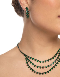 Green Trio Diamante Earrings & Necklace - link has visual effect only