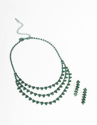 Green Trio Diamante Earrings & Necklace - link has visual effect only