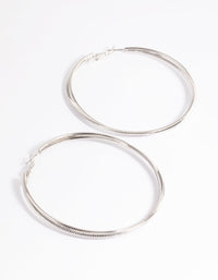Rhodium 75mm Snake Chain Hoop Earrings - link has visual effect only