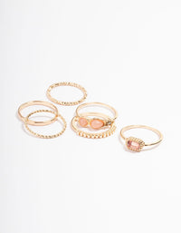 Gold Mix Stone Ring 6-Pack - link has visual effect only