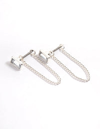 Silver Emerald Chain Front & Back Earrings - link has visual effect only