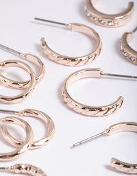 Rose Gold Mixed Diamante Hoop Earrings 8-Pack - link has visual effect only