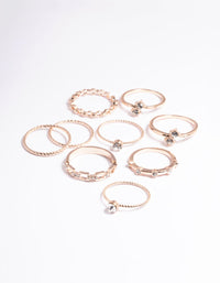 Rose Gold Crystal Chain Ring Pack - link has visual effect only