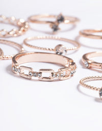 Rose Gold Crystal Chain Ring Pack - link has visual effect only