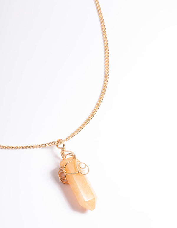 Gold Orange Wire Wrap Shard Necklace