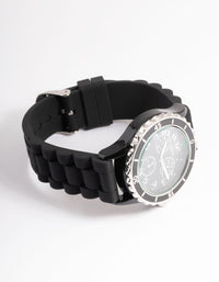 Black Silicone Sport Watch - link has visual effect only