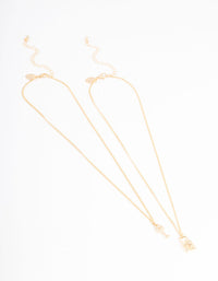 Gold Diamante Lock & Key Necklace Pack - link has visual effect only