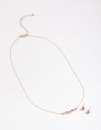 Rose Gold Diamante Bubble Necklace & Stud Earrings - link has visual effect only