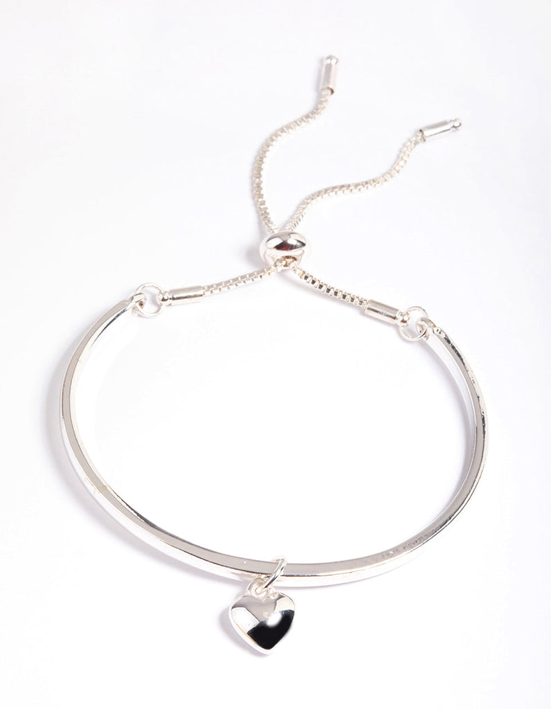 Silver Heart Bangle with Toggle Bracelet