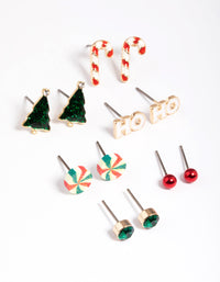 Kids Gold Ho-Ho Lolly Stud Earrings 6-Pack - link has visual effect only