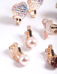 Kids Rose Gold Unicorn Clip On Earrings 5-Pack - link has visual effect only