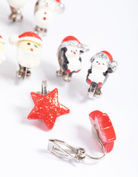 Kids Polymer Christmas Clip Earrings 5-Pack - link has visual effect only
