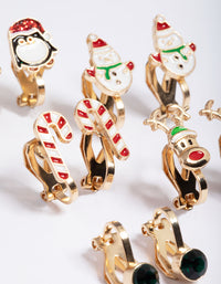 Kids Penguin Clip On Earrings 5-Pack - link has visual effect only