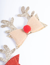 Kids Fabric Reindeer Bow Clips Pack - link has visual effect only