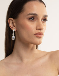 Silver Flower Stud Teardrop Earrings - link has visual effect only