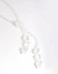 Silver Bead Facet Knot Tie Necklace - link has visual effect only