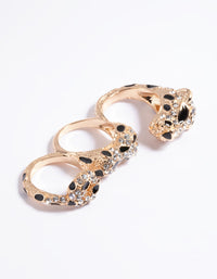 Gold Leopard Double Finger Ring - link has visual effect only