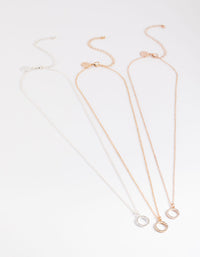 Mixed Metal Diamante Open Circle Necklace Pack - link has visual effect only