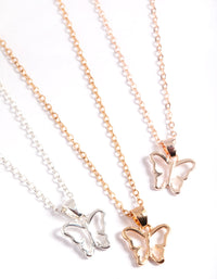 Mixed Metal Butterfly Outline Necklace Pack - link has visual effect only