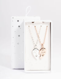 Mixed Metal BFF Diamante Heart Necklace Pack - link has visual effect only