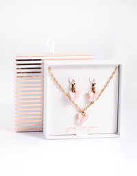 Gold Acrylic Butterfly Necklace & Butterfly Earrings - link has visual effect only