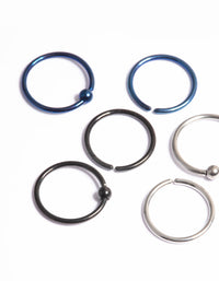 Titanium Metalic Nose Rings 6-Pack - link has visual effect only