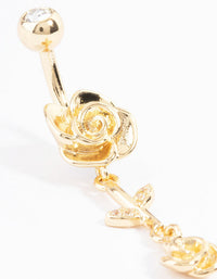 Gold PlatedTitanium Rose Drop Belly Ring - link has visual effect only