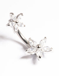 Titanium Cubic Zirconia Pretty Flower Belly Ring - link has visual effect only