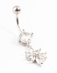 Titanium Cubic Zirconia Eight Petal Flower Belly Ring - link has visual effect only