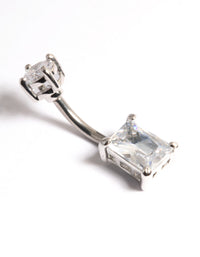 Titanium Cubic Zirconia Rectangle Belly Ring - link has visual effect only