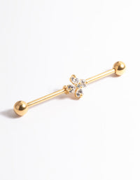 Gold Plated Titanium Flower Industrial Bar - link has visual effect only
