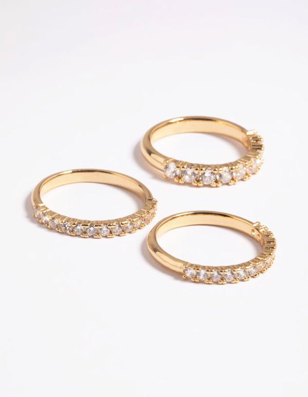 Gold Plated Cubic Zirconia Baguette Pack Ring