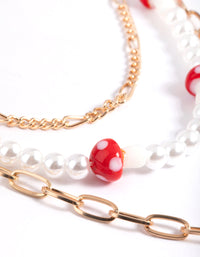 Gold Row Pearl Mushroom Necklace - link has visual effect only