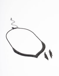 Black Diamante Point Earrings & Necklace - link has visual effect only