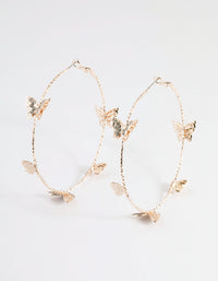 Rose Gold 70cm Butterfly Hoop Earrings - link has visual effect only