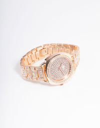 Rose Gold Square Face Bling Watch - link has visual effect only
