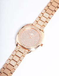 Rose Gold Square Face Bling Watch - link has visual effect only