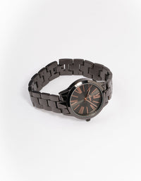 Black Large Roman Link Watch - link has visual effect only