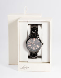 Black Large Roman Link Watch - link has visual effect only