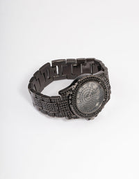 Black Mega Bling Link Watch - link has visual effect only