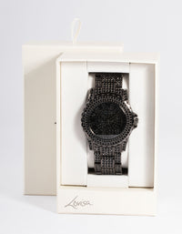 Black Mega Bling Link Watch - link has visual effect only