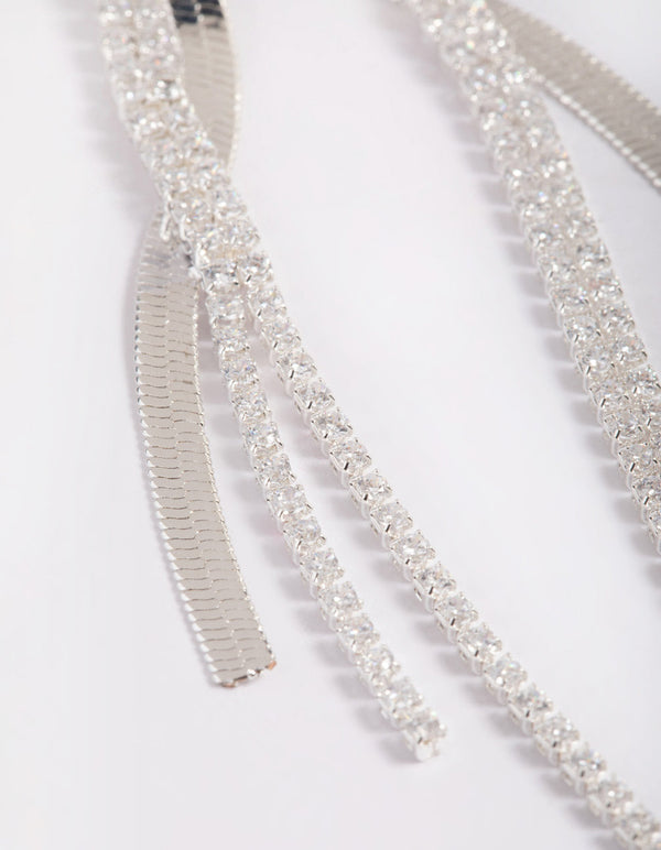 Cubic Zirconia Snake Cupchain Drop Earrings