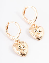 Gold Celestial Heart Huggie Earrings - link has visual effect only
