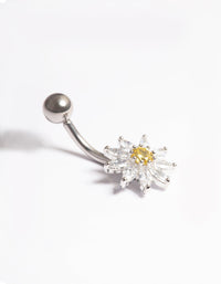 Surgical Steel Cubic Zirconia Daisy Belly Ring - link has visual effect only
