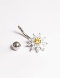 Surgical Steel Cubic Zirconia Daisy Belly Ring - link has visual effect only